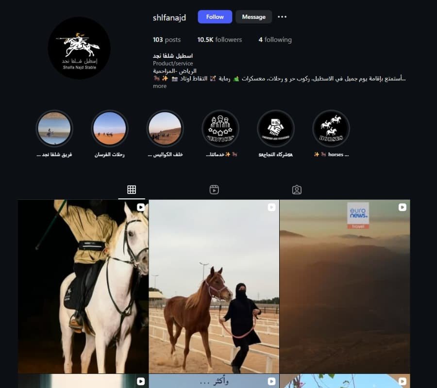 Shlfa Najd Stable Instagram